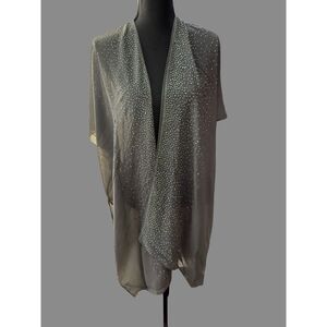 Jessica McClintock Sheer Gray Rhinestone Kimono Shawl